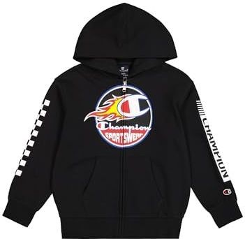 Champion - Legacy Play With Graphics B - Fleece Sweatshirt - Zwart - Ultra-light Soft Compact - Full Zip - Capuchon