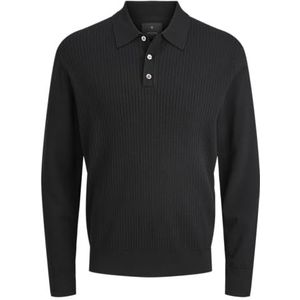 JACK & JONES Jprblaedgar Knit Polo Ls, zwart, S