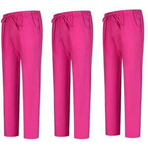 MISEMIYA - 3-delige set sanitaire broeken unisex - gezondheidsuniform medische uniformen werkbroek, fuchsia 68, S