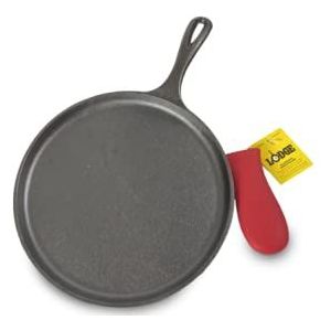 Lodge 26.6 cm zwart/rood gietijzeren grill en houder voor warme grip