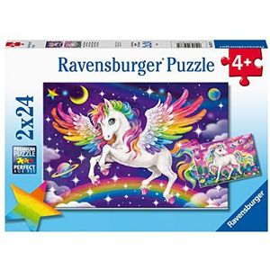 Ravensburger Eenhoorn en Pegasus 05677, voor kinderen vanaf 3 jaar, speelgoed voor peuters, 2 x 24 stukjes, meerkleurig, elke puzzel is 25 x 18 cm