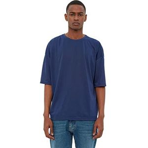 Trendyol Heren Lacivert Basic Oversize Bicycle Collar Short Sleeve T-Shirt, Navy, XL
