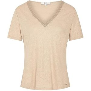 Morgan T-shirt voor dames, korte mouwen, V-hals, dropi, beige, TS, Beige, S