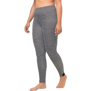 Ulla Popken, dames, grote maten, leggings, houndstooth, zwart, 46/48