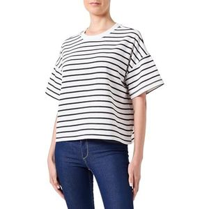 PIECES Sweatshirt voor dames, Cloud Dancer/Stripes: zwart, XS