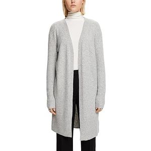 ESPRIT Lange cardigan van wolmix, lichtgrijs, L