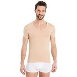 FINN Zakelijk onderhemd heren korte mouwen met V-hals - ondershirt mannen van originele Lenzing® modal stof - het perfecte T-shirt onder hemd en pak, huidskleur, S