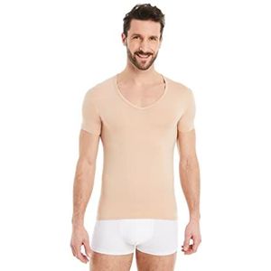 FINN Zakelijk onderhemd heren korte mouwen met V-hals - ondershirt mannen van originele Lenzing® modal stof - het perfecte T-shirt onder hemd en pak, huidskleur, S