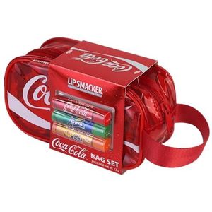 Lip Smacker Coca-Cola Handy Bag Set, 3 Lippenbalsems voor Kinderen met Originele Coca-Cola Smaak, Transparante en Hydraterende Formule