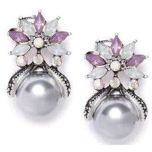 YouBella Crystal Silver Plated Stud | Fashionable & Beautiful Shiny Stud For Ladies & Girls | Color: Silver | Artificial Jewellery | Perfect For Special Occassions | For Gifting & Wedding