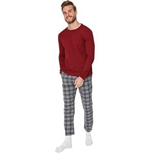 Trendyol Dames Man Plain Knit Pyjama Set (Pack van 2), Bourgondy, S