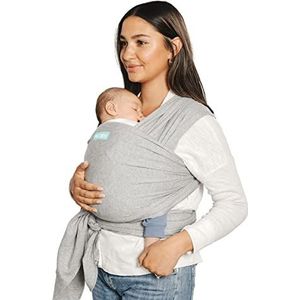 MOBY Grijze klassieke draagzak voor pasgeborenen tot peuter tot 30 pond, babydraagdoek vanaf de geboorte, one size fits all, ademend, rekbaar gemaakt van 100% katoen, unisex