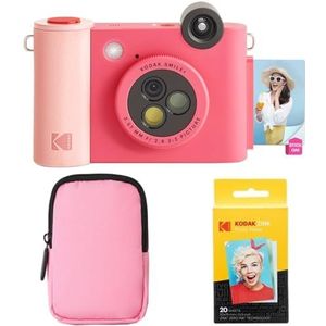 KODAK Smile+ 2-in-1 Digitale Camera & Bluetooth Fotoprinter Starterpakket + Zachte Tas + Zink 20pk - Fuchsia