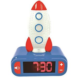 Lexibook - Raket digitale wekker voor kinderen met nachtlampje Snooze, kinderklok, lichtgevende raket, blauw - RL800SPC