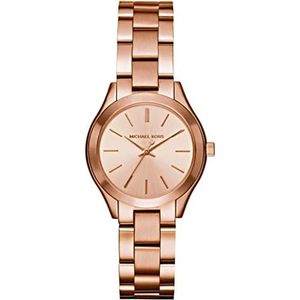 Michael Kors Mini Slim Runway driehands rose goudkleurige roestvrijstalen horloge