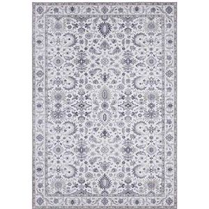 Nouristan Asmar Tapijt – woonkamertapijt Orient-Touch gedetailleerd patroon met bloemen en curpools, plat geweven tapijt voor eetkamer, woonkamer, slaapkamer – platinagrijs, 120 x 160 cm