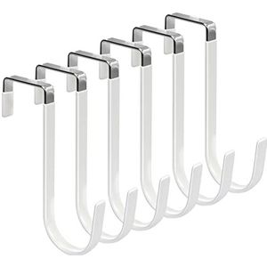 FYY 6 stuks over de deurhaken, deurhangers haken met rubber voorkomen krassen Heavy Duty Organizer Haken voor woonkamer, badkamer, slaapkamer, keuken hangende kleding, handdoeken, hoeden, jassen,