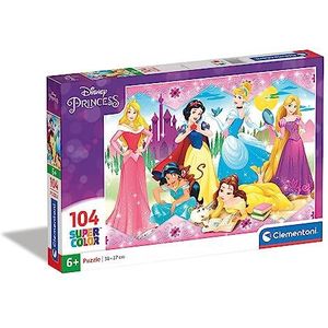 Clementoni 27086 Disney Princess Supercolor puzzel, 104 delen, voor kinderen vanaf 6 jaar, No Color