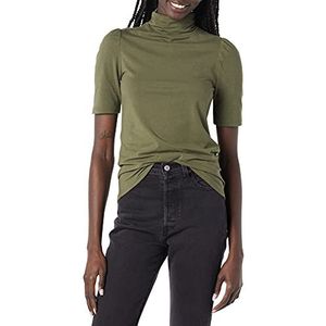 Amazon Essentials Dames katoen modaal gedrapeerde coltrui met pofmouwen, olijf, X-Small