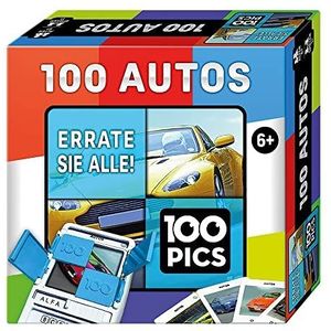 100 PICS 20208049 Quizspel auto, educatief spel voor het hele gezin, brainteaser, reisspel voor volwassenen en kinderen vanaf 6 jaar