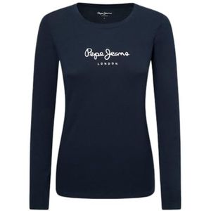 Pepe Jeans Vrouwen New Virginia T-Shirt Slim Fit Lange Mouw Blauw, Blauw (Dulwich), XXS