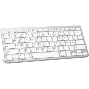 OMOTON - QWERTZ - Bluetooth-Toetsenbord - Zilver - Compatibel met iPad en iPhone