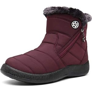 Gaatpot Boots Dames Enkellaarzen,warme voering,uitneembaar voetbed,rits-Rood,EU40