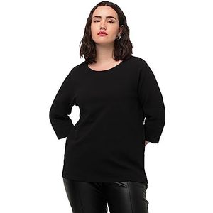 Ulla Popken Dames Structuur Sweatshirts, zwart, 46-48 grote maten