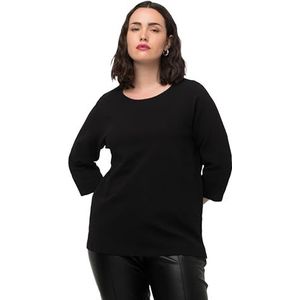 Ulla Popken Dames Structuur Sweatshirts, zwart, 46-48 grote maten