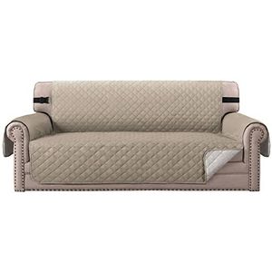 BellaHills Sofa Protectors voor huisdieren/honden/kinderen bankhoezen 3-zits bankhoezen Meubelbeschermer hoezen Zacht gewatteerd met antislip riem Zitbreedte: 66 inch | 3-zits, kaki/beige