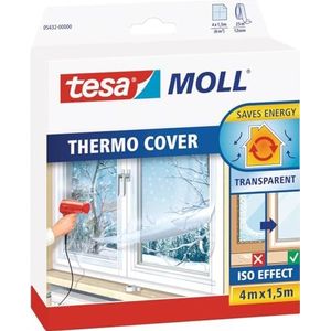 tesamoll Thermo Cover - Raamisolatiefolie, transparant - Niet klevende raamfolie - Isolatiefolie - 4 m x 1,5 m
