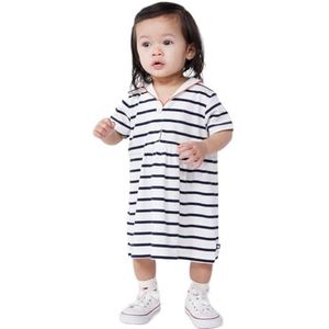 Petit Bateau Jurk met korte mouwen voor meisjes, Wit/Blauw, 18 Maanden