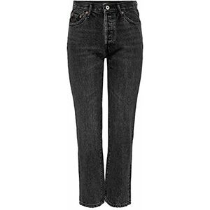 ONLY Vrouwelijke Straight Fit Jeans ONLFine Life High Ankle, zwart, 29W x 30L