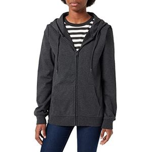 Build Your Brand Basic hoodie met ritssluiting voor dames, antraciet, XL