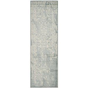 SAFAVIEH Distressed tapijt voor woonkamer, eetkamer, slaapkamer - Adirondack Collection, korte pool, leisteen en ivoor, 76 x 244 cm