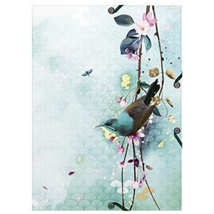 Clairefontaine 115466C – een elastische map met karton, 3 kleppen, A4, bloemen/vogelmotieven, glanzende afwerking, Sakura Dream-collectie, 1 donkere afbeelding, 1 heldere afbeelding, willekeurige