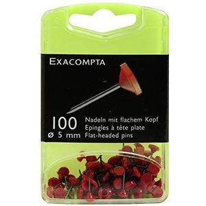 Exacompta - Ref 14504E - Flat-Headed Pins (Pack van 100) - 8mm Breedte x 5mm Hoogte in Grootte - Geschikt voor Pinboards of Prikborden in Kantoren, Huizen & Bedrijven - Rood