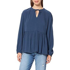 TOM TAILOR Dames Tuniek blouse met volant 1027058, 10378 - Dark Denim Blue, 34