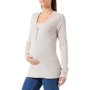 Noppies Amala Nursing Rib pyjama voor dames, top Ls nachthemd, Taupe Melange - P757, XL/XXL