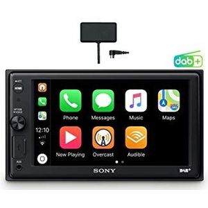 Sony Xav-Ax1005Kit Dab+ Media Receiver, Touchscreen 6,2 Inch, met Bluetooth en Apple Carplay en Antenne Inbegrepen, Zwart