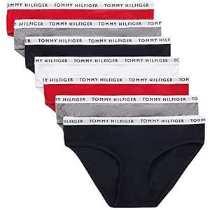 Tommy Hilfiger Bikini stijl ondergoed voor meisjes, Desert Sky/Mid Grey Ht/Rood/Wit, 8 jaar