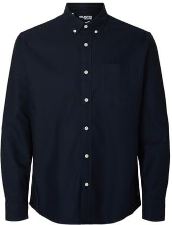 Overhemd - Blauw - Katoen - Opgestikte Zak - Regular Fit