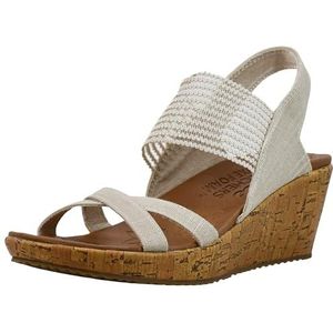 Skechers Beverlee High Tea Sandaal voor dames, Natuurlijke Sparkle Linnen Gore Trim, 40 EU