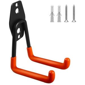 Maclean MC-442 - Ophanghaken - Stalen garage muurbeugel - Wandmontage - Ophangsysteem - voor banden gereedschap ladder slangen en fiets - max 70kg - Zwart/Oranje