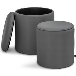 Norbe Zitzakset met opbergdoos en voetenbank voor buiten, van Oxford-stof, zitvlak voor binnen of buiten, voetenbank voor veranda, waterdicht, tuinstoel voor kinderen, grijs canvas