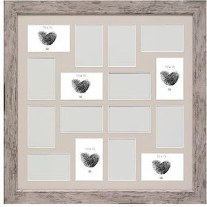 Deknudt Frames S48SH7P16 fotolijst, galerielijst voor 16 foto's, hout, 10 x 15 cm, grijs/beige