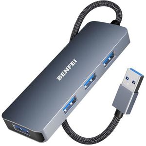 BENFEI - 4-poorts USB 3.0 Hub - Compact - Zwart - Aluminium