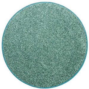 misento Shaggy hoogpolig tapijt voor de woonkamer, langpolig, getest op schadelijke stoffen, 100% polypropyleen, aqua, rond, 133 cm