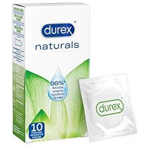 Durex - 10 condooms Naturals - Fijne Condooms met Glijmiddel op Waterbasis