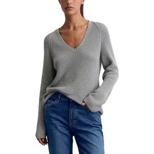 Marc O'Polo - Gebreide Trui - Grijs - V-hals - Lange Mouwen